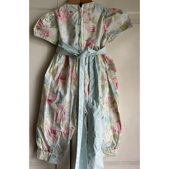 Hartstrings Baby Floral Romper‎ Girls 12 Month Pink Green Cotton Easter Spring - Picture 4 of 9
